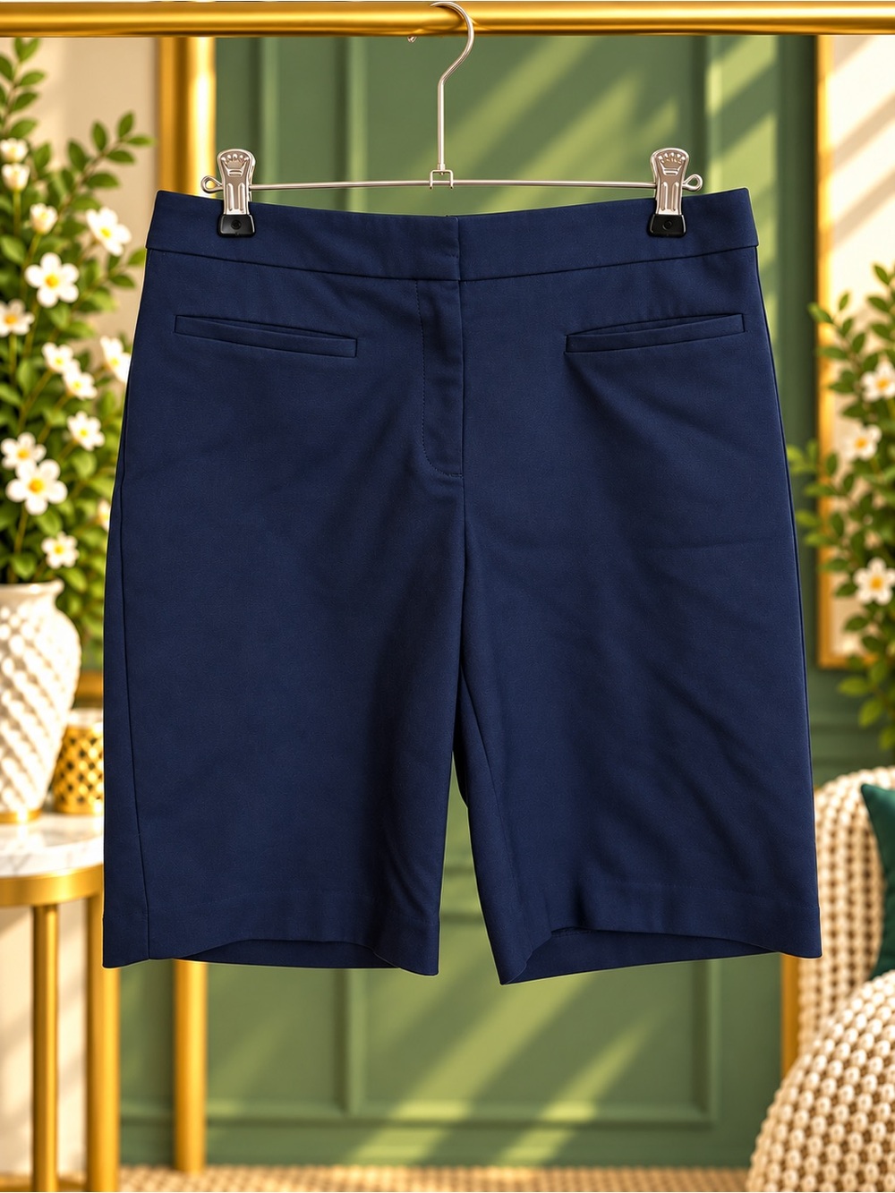Chico’s Navy Tailored Bermuda Shorts Size 0 US 4/6 Career Workwear